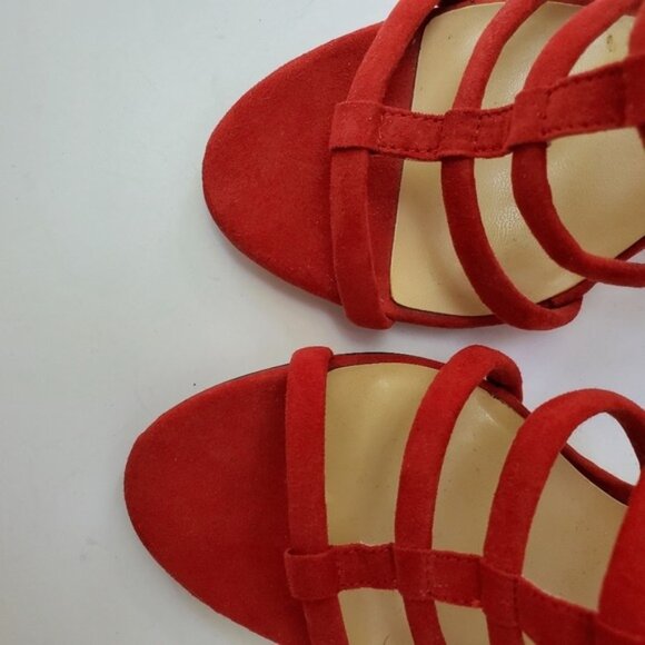 Faux Suede "Cammie" Ladder Cage Strap Heel Bootie  - Size 6.5 - EUC! - Picture 10 of 12